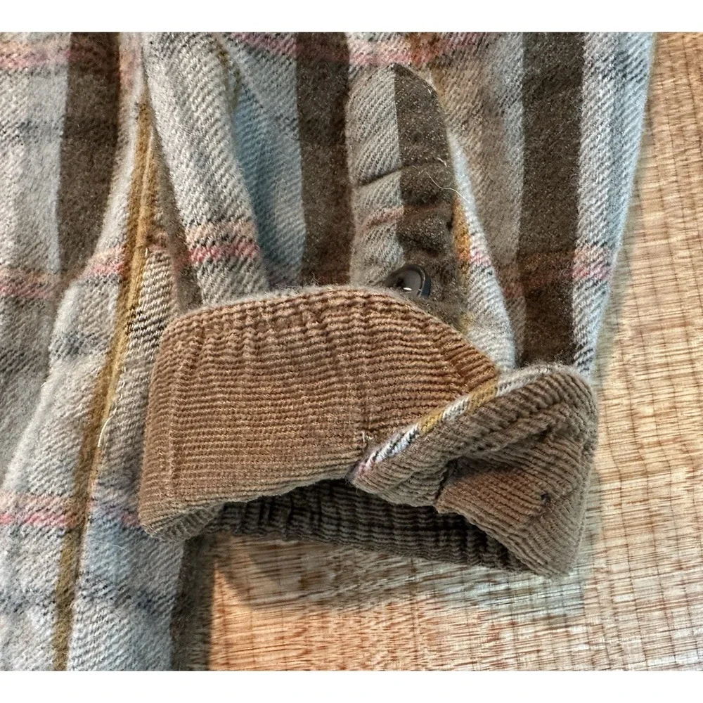 Pendleton Shirt Jacket Mens Brown Tan Plaid Lined Virgin Wool Corduroy Size 2XL
